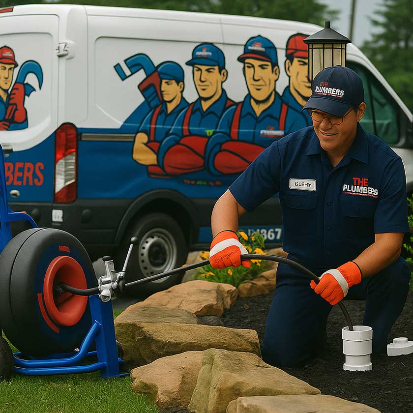 Plumber performing camera inspection